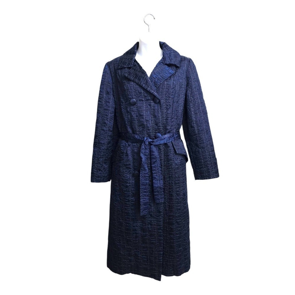 David Smith Vintage Navy Rain-Paka Traveler Belted Long Overcoat Sz 10